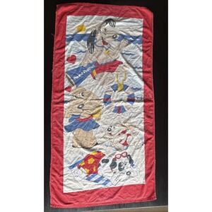 Vintage *Pound Puppies* Beach Towel 30" X 56" Lifeguard & Puppy‎ Beach Goers